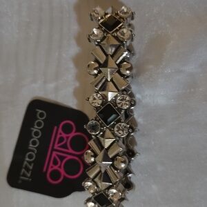 Paparazzi Silver and Black Crystal Bracelet